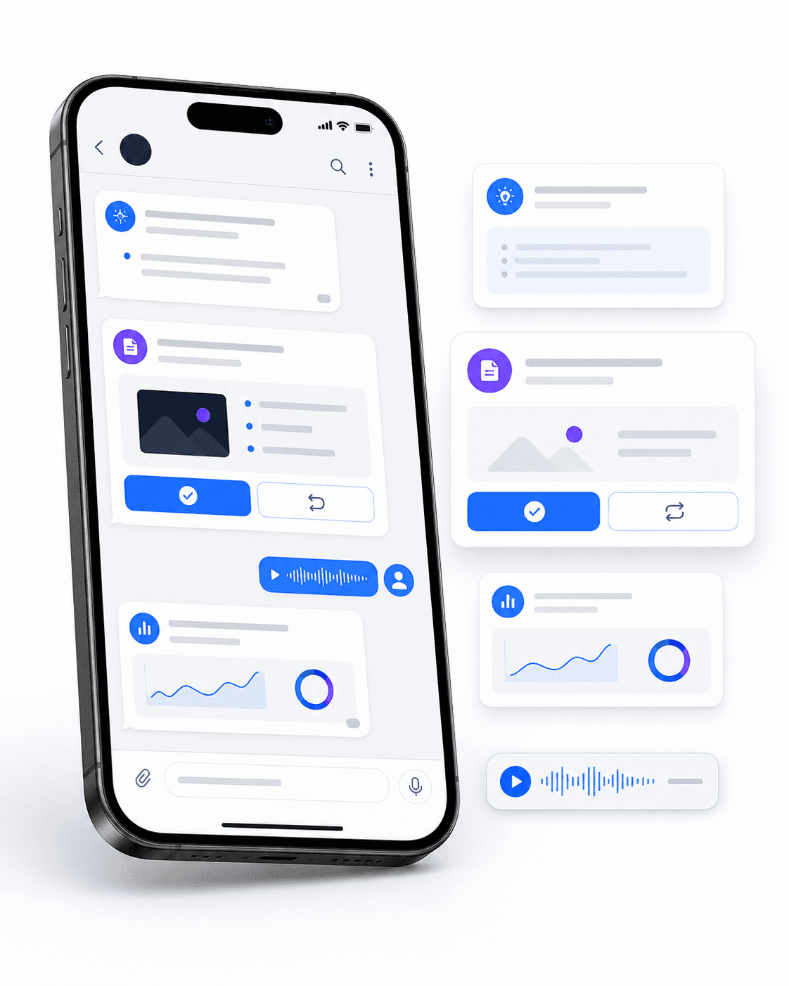 A finished draft arrives as a phone message you approve with one tap.